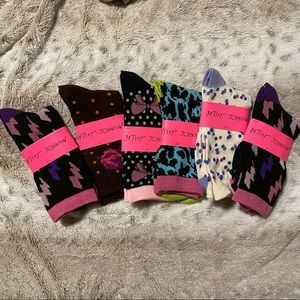 6 Pack Betsey Johnson Crew Socks